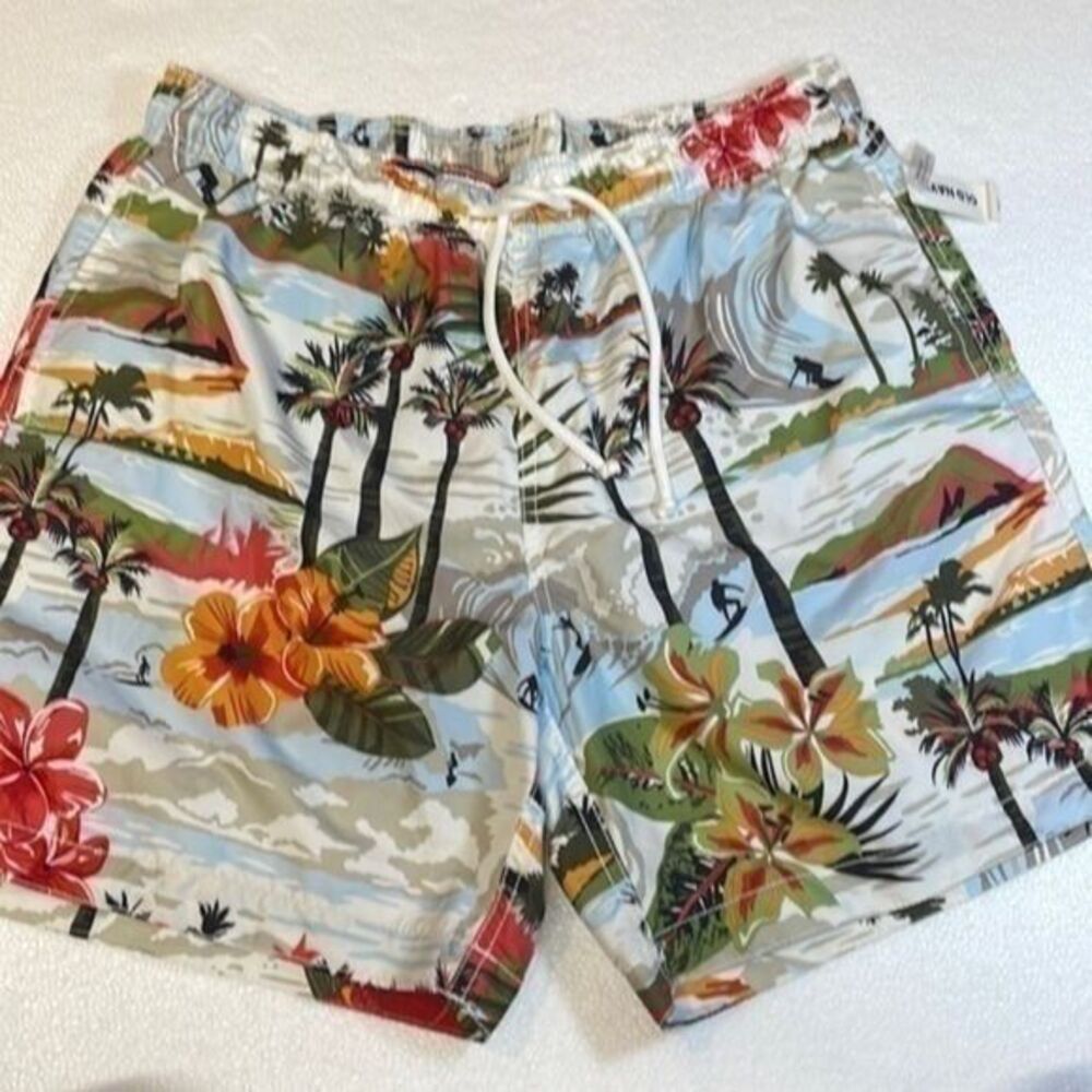 Old Navy Men Tropical Print Swim Trunks Size L
